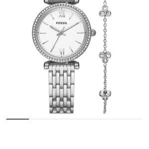 NIP Fossil Women's Silver Watch with Crystal Accents